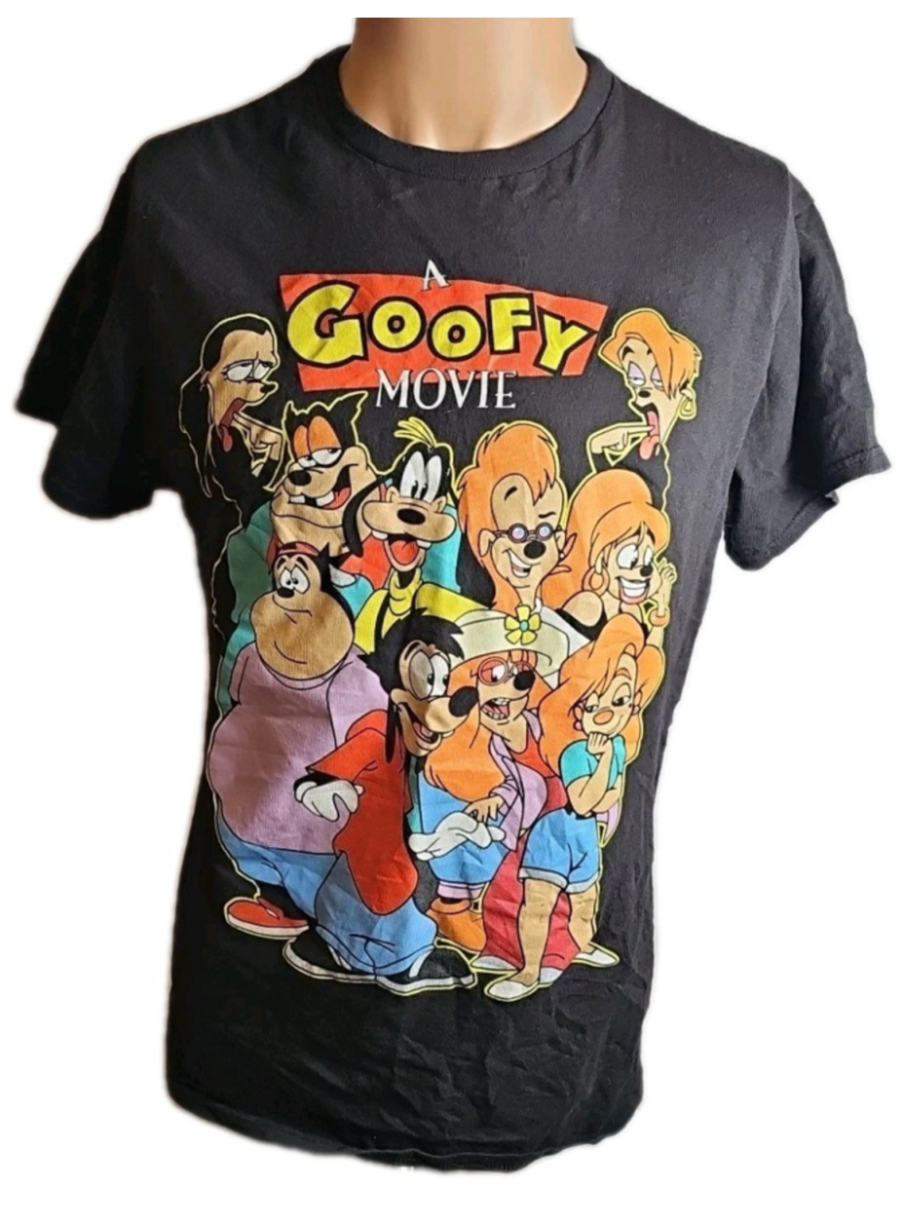 Disney A Goofy Movie Retro 90s Max Roxanne Pete Etc. Black Shirt Adult Medium